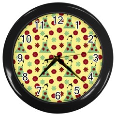 Green Dress Yellow Wall Clocks (black) by snowwhitegirl