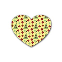 Green Dress Yellow Rubber Coaster (heart)  by snowwhitegirl