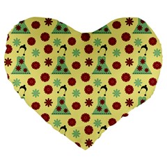 Green Dress Yellow Large 19  Premium Heart Shape Cushions by snowwhitegirl