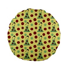 Green Dress Yellow Standard 15  Premium Flano Round Cushions by snowwhitegirl