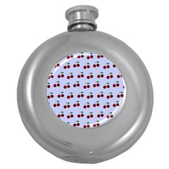 Blue Cherries Round Hip Flask (5 Oz) by snowwhitegirl