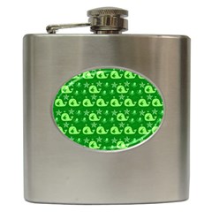 Green Sea Whales Hip Flask (6 oz)