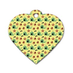 Yellow Sea Whales Dog Tag Heart (one Side) by snowwhitegirl