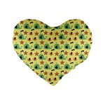 Yellow Sea Whales Standard 16  Premium Flano Heart Shape Cushions Front