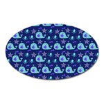 Blue Sea Whales Oval Magnet Front