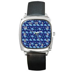 Blue Sea Whales Square Metal Watch by snowwhitegirl