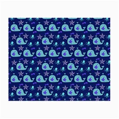 Blue Sea Whales Small Glasses Cloth by snowwhitegirl