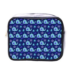 Blue Sea Whales Mini Toiletries Bags by snowwhitegirl