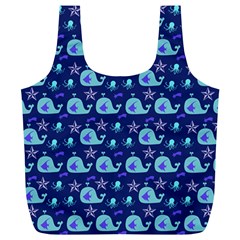 Blue Sea Whales Full Print Recycle Bags (l)  by snowwhitegirl