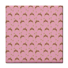 Pink Beige Hats Tile Coasters