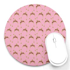 Pink Beige Hats Round Mousepads by snowwhitegirl