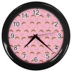 Pink Beige Hats Wall Clocks (black) by snowwhitegirl