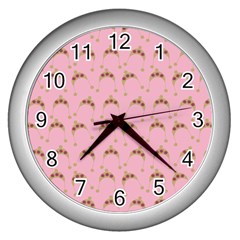 Pink Beige Hats Wall Clocks (silver)  by snowwhitegirl