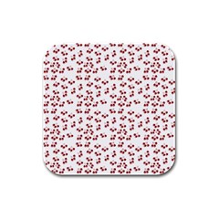 Red Cherries Rubber Square Coaster (4 Pack)  by snowwhitegirl