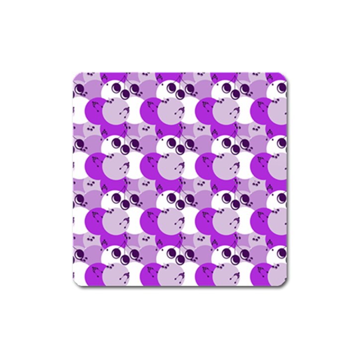 Purple Cherry Dots Square Magnet