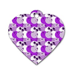 Purple Cherry Dots Dog Tag Heart (two Sides) by snowwhitegirl