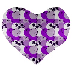 Purple Cherry Dots Large 19  Premium Flano Heart Shape Cushions by snowwhitegirl