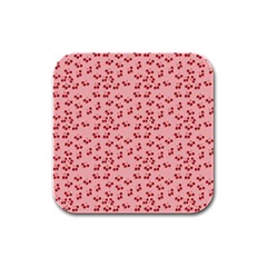 Rose Cherries Rubber Square Coaster (4 Pack)  by snowwhitegirl