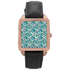 Ocean Cherry Rose Gold Leather Watch  by snowwhitegirl