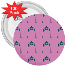 Pink Flower Teal Hat 3  Buttons (100 Pack)  by snowwhitegirl