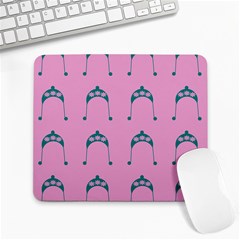 Pink Flower Teal Hat Large Mousepads