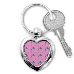 Pink Flower Teal Hat Key Chains (heart)  by snowwhitegirl