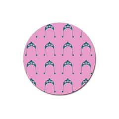 Pink Flower Teal Hat Magnet 3  (round) by snowwhitegirl