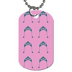 Pink Flower Teal Hat Dog Tag (One Side)