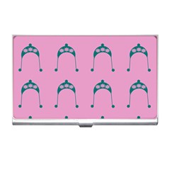 Pink Flower Teal Hat Business Card Holders