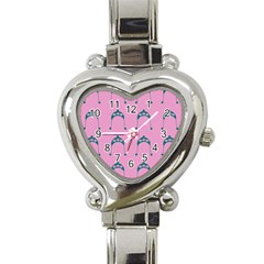 Pink Flower Teal Hat Heart Italian Charm Watch