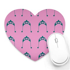 Pink Flower Teal Hat Heart Mousepads