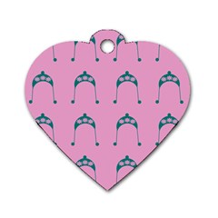 Pink Flower Teal Hat Dog Tag Heart (One Side)