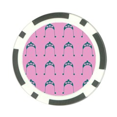 Pink Flower Teal Hat Poker Chip Card Guard