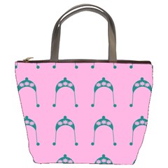 Pink Flower Teal Hat Bucket Bags