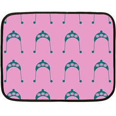 Pink Flower Teal Hat Fleece Blanket (Mini)