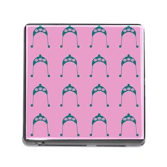 Pink Flower Teal Hat Memory Card Reader (Square)