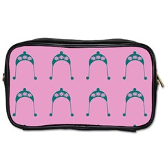 Pink Flower Teal Hat Toiletries Bags