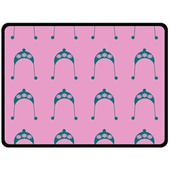 Pink Flower Teal Hat Fleece Blanket (Large) 