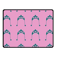 Pink Flower Teal Hat Fleece Blanket (Small)