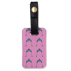 Pink Flower Teal Hat Luggage Tags (One Side) 