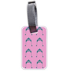 Pink Flower Teal Hat Luggage Tags (Two Sides)