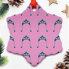 Pink Flower Teal Hat Ornament (Snowflake)