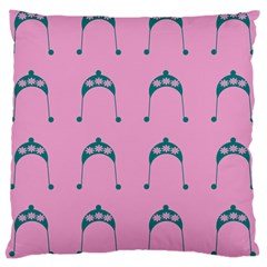 Pink Flower Teal Hat Large Cushion Case (One Side)