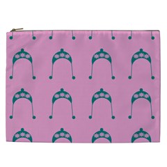 Pink Flower Teal Hat Cosmetic Bag (xxl) 