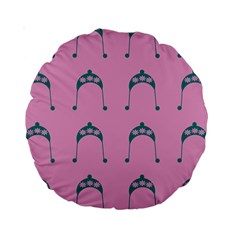 Pink Flower Teal Hat Standard 15  Premium Round Cushions