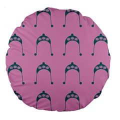 Pink Flower Teal Hat Large 18  Premium Round Cushions