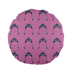 Pink Flower Teal Hat Standard 15  Premium Flano Round Cushions