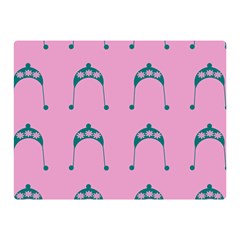 Pink Flower Teal Hat Double Sided Flano Blanket (Mini) 