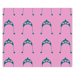 Pink Flower Teal Hat Double Sided Flano Blanket (Small) 