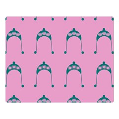 Pink Flower Teal Hat Double Sided Flano Blanket (Large) 